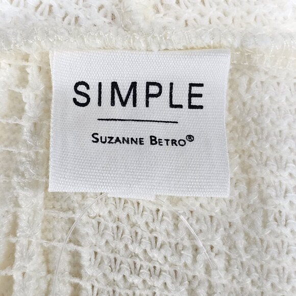 Simple By Suzanne Betro Womens Cable Knit Cardigan Medium Ivory Oversized Hoodie - Picture 9 of 16